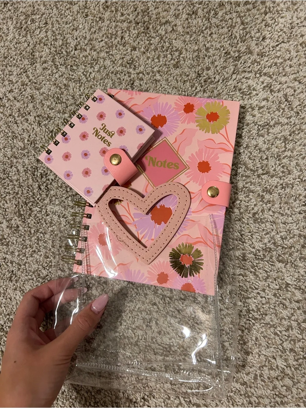 Pink Floral Spiral Notebook [2 pcs] with Heart